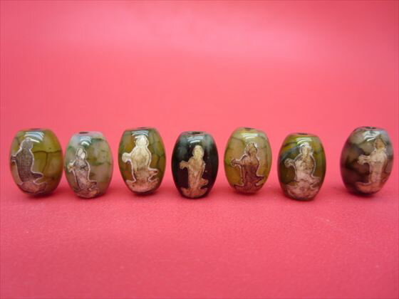 【チベット高級龍紋天珠】雙観音天珠14×10mm【4粒SET】