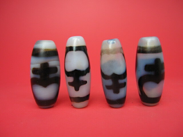 【チベット高級天珠】寶瓶天珠【4粒SET】28×11mm