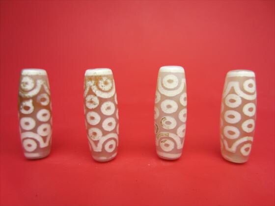 【チベット天珠】二十一眼天珠・白29-30×10-11mm【2粒SET】