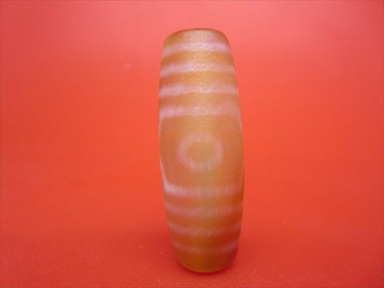 【チベット紅玉髄天珠】三眼天珠(ツヤなし)カーネリアン約40×15mm【一点物】