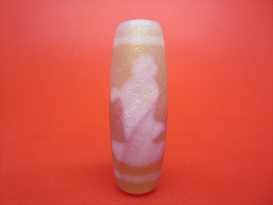 【チベット紅玉髄天珠】雙観音天珠(ツヤなし)カーネリアン約41×14.6mm【一点物】