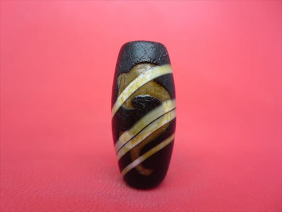 【チベット火供天珠】如意天珠約30×14mm【天然模様入り】【一点物】