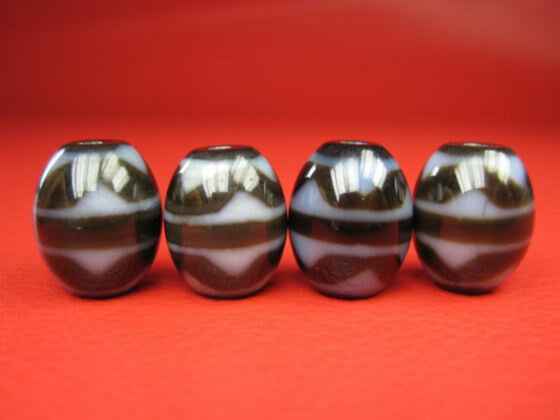 ※訳あり※【チベット高級至純天珠】四線虎牙天珠15×12mm