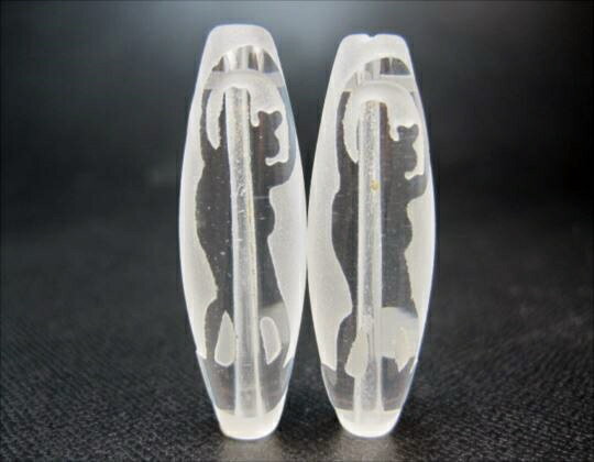 【チベット水晶天珠】雙弁財天天珠36-38.5×12mm