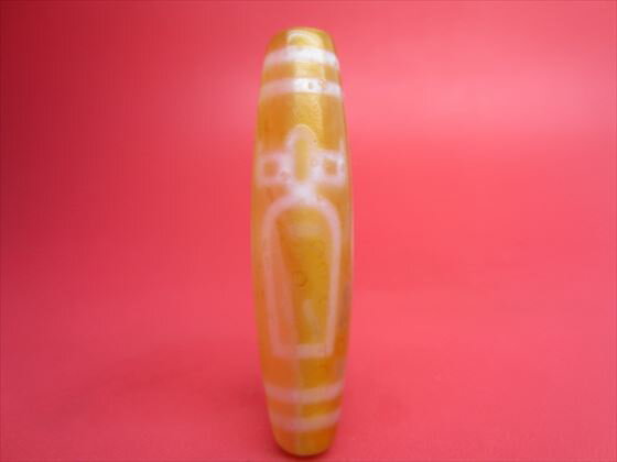 【チベット紅玉髄天珠】財神日月星天珠カーネリアン【馬蹄痕・鉱物入り】【一点物】