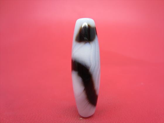 【チベット高級天珠】白蛇天珠・白約37×11.3mm【天然模様入り】【一点物】