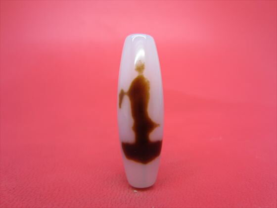 【チベット高級天珠】雙観音天珠・白約38×11.6mm【一点物】