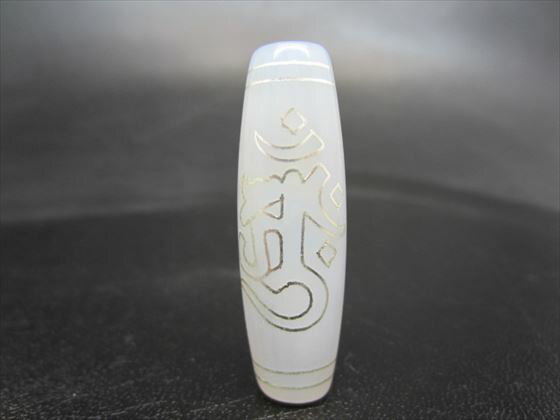 【チベット銀線天珠】金剛杵胎蔵界大日如来天珠 (アーンク)白玉髄42×13mm【一点物】