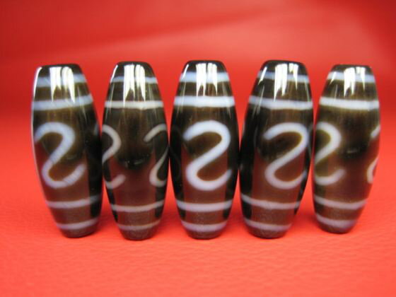 ※訳あり※【チベット高級至純天珠】金銭鈎天珠30×12mm