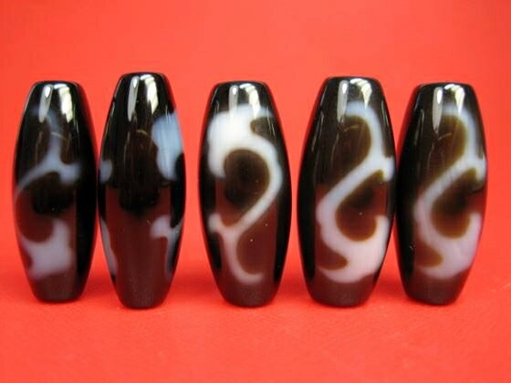 【チベット高級至純天珠】雙如意天珠30×12mm