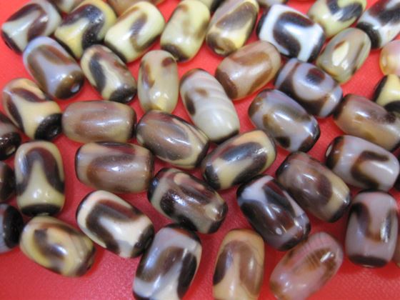 ※訳あり※【チベット風化天珠】虎牙天珠17×10mm【4粒SET】