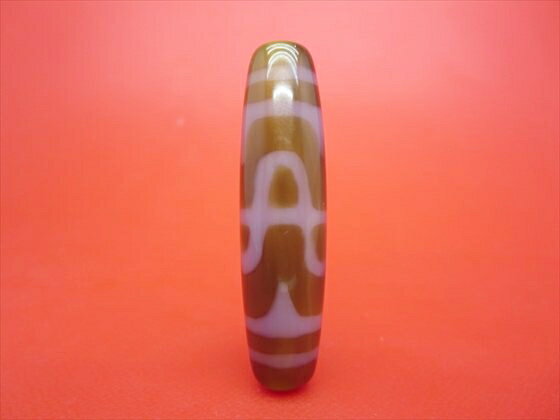 【チベット紅玉髄天珠】六辨蓮花天珠カーネリアン約49×12.6mm【一点物】