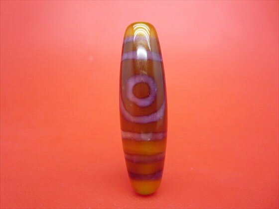 【チベット紅玉髄天珠】二眼天珠カーネリアン約50×14mm【一点物】