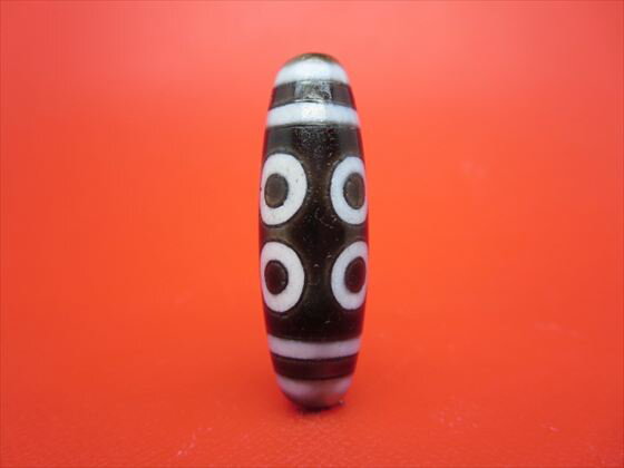 【チベット銀線天珠】八眼天珠約37.5×12mm【馬蹄痕】【一点物】