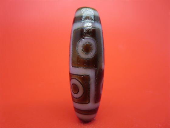 【チベット銀線天珠】六眼天珠約38×12mm【馬蹄痕】【一点物】