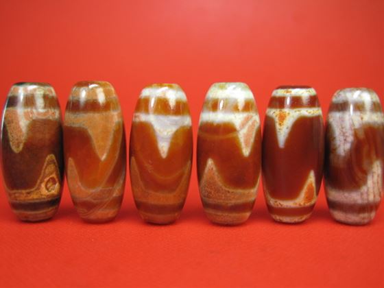 ※訳あり※【チベット龍紋天珠】虎牙天珠32×15mm【4粒SET】