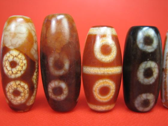 ※訳あり※【チベット龍紋天珠】四眼天珠32×15mm【3粒SET】