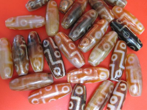 ※訳あり※【チベット龍紋天珠】九眼天珠40×15mm【4粒SET】