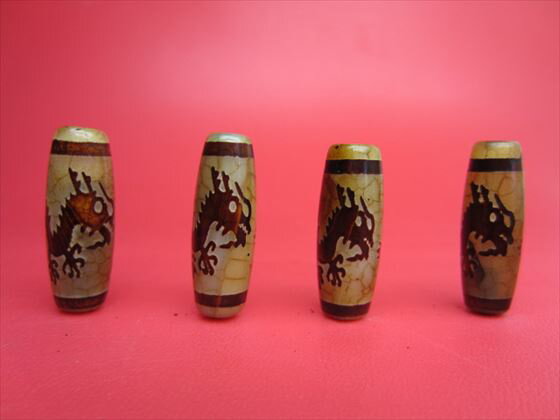 【チベット高級龍紋天珠】龍神天珠30×10mm【2粒SET】