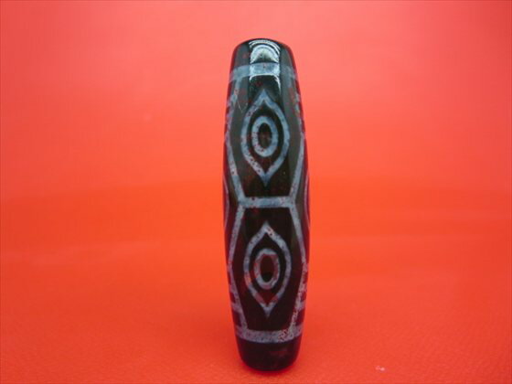 【龍眼紅朱砂天珠】約49×13mm【一点物】