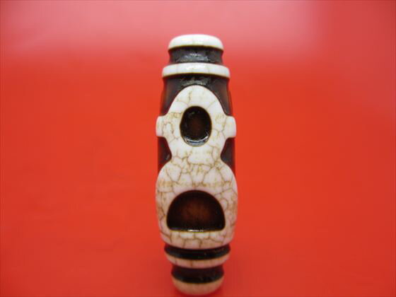 【チベット象牙白玉髄天珠】財神天珠約40×14mm【一点物】