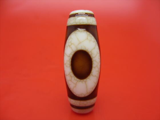 【チベット象牙白玉髄天珠】日月星天珠約40×14.8mm【一点物】