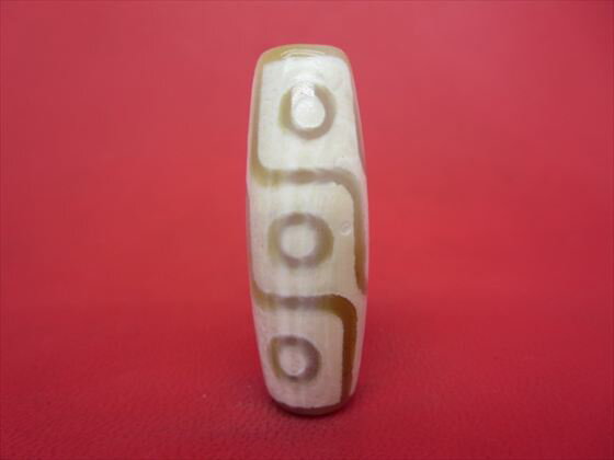 【チベット天珠】九眼天珠・白約40×14mm【一点物】