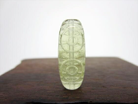 【リビアングラス天珠】三眼天珠3g約23.5×9.6mm【鑑別済み】【一点物】