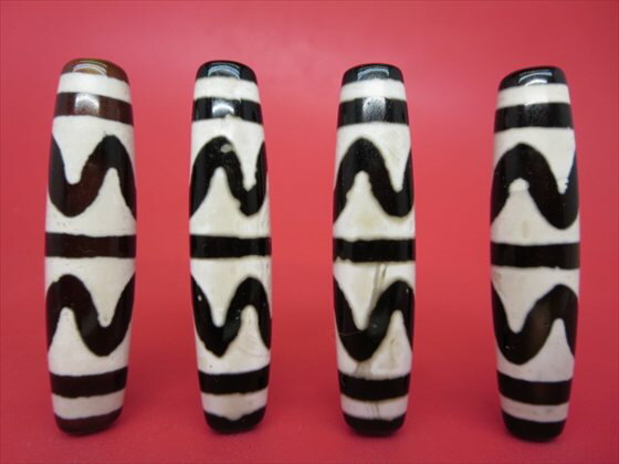 【チベット風化天珠】四線虎牙天珠57±1×12.5±0.5×10.5±0.5mm