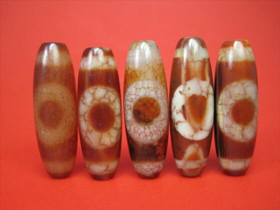 【チベット高級龍紋天珠】一眼金木水火土天珠38×12mm【12粒SET】