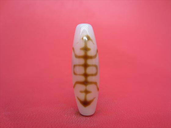 【チベット高級天珠】福寿天珠・白約38×12mm【一点物】