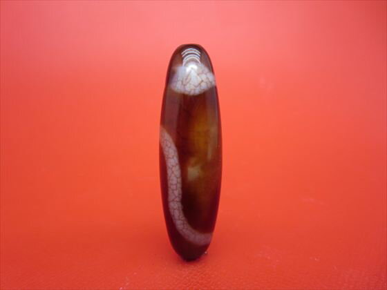 【チベット高級龍紋天珠】白蛇天珠約40×12mm【一点物】