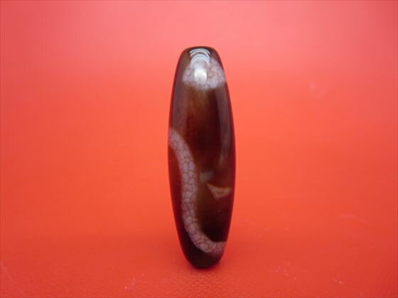 【チベット高級龍紋天珠】白蛇天珠約40×12mm【水晶入り】【一点物】