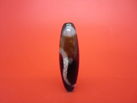 【チベット高級龍紋天珠】白蛇天珠約41×12mm【天然模様入り】【一点物】