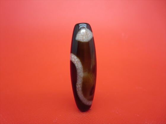 【チベット高級龍紋天珠】白蛇天珠約40×12mm【天然模様入り】【一点物】