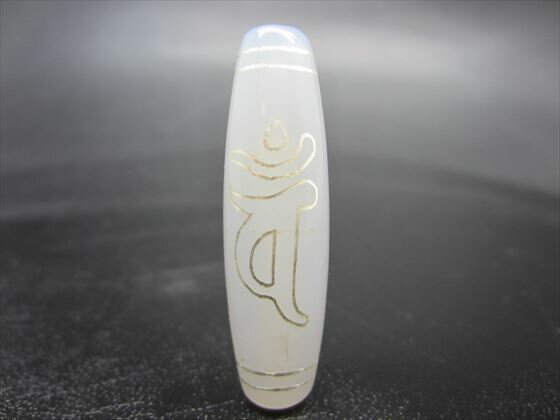 【チベット銀線天珠】仏眼大日如来天珠(バン)白玉髄42×12mm【一点物】