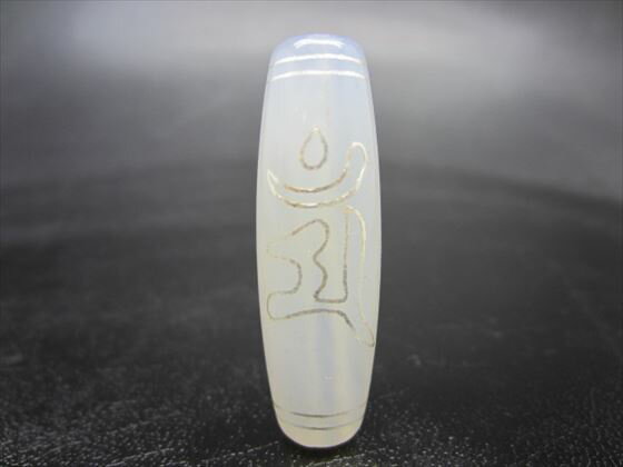 【チベット銀線天珠】仏眼文殊菩薩天珠(マン)白玉髄42×12mm【一点物】