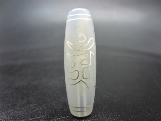 【チベット銀線天珠】仏眼普賢菩薩天珠(アン)白玉髄41×13mm【一点物】