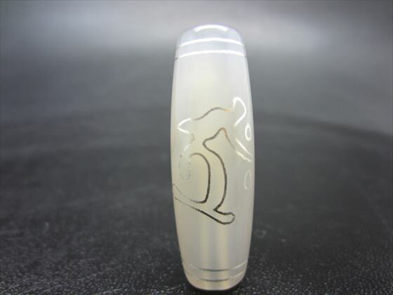 【チベット銀線天珠】仏眼虚空蔵菩薩天珠(タラーク)白玉髄40×13mm【一点物】