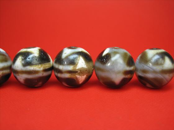 ※訳あり※【チベット高級至純天珠】四線虎牙天珠Φ20±0.5mm【2粒SET・馬蹄痕】