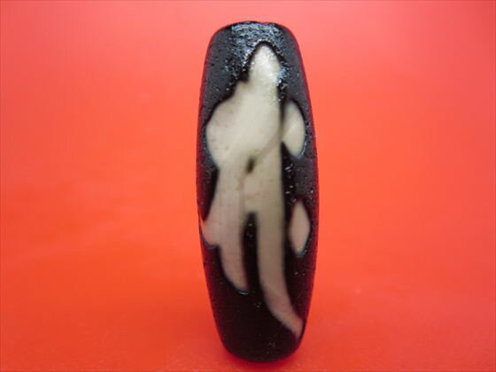 【チベット天珠】如意勢至菩薩天珠(サク)約39×14mm【龍鱗加工】【一点物】