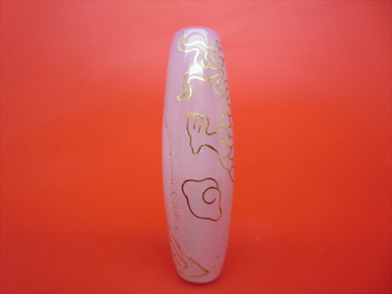 【チベット銀線天珠】龍神天珠約50×15mm【古銅】【朱砂入り】【一点物】