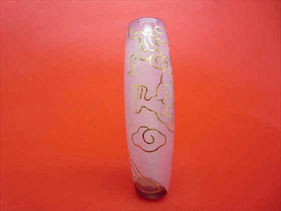 【チベット銀線天珠】龍神天珠約50×15mm【古銅】【鉱物・朱砂入り】【一点物】