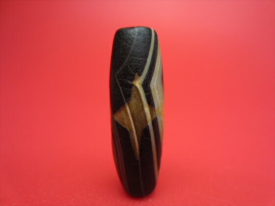 【チベット火供天珠】日月星天珠【天然模様入り】【一点物】