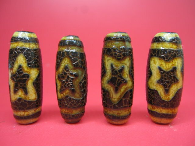 【チベット火供天珠】日月星天珠30×10mm