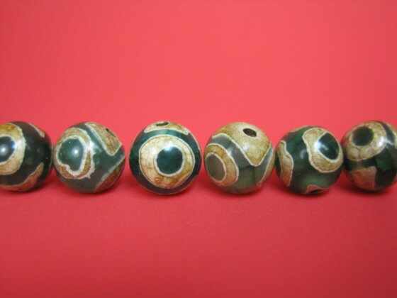 ※訳あり※【チベット天珠】三眼天珠・グリーンΦ8±0.2mm