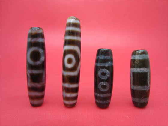 【チベット紅朱砂天珠】バラエティミックス【4粒SET】【一点物】