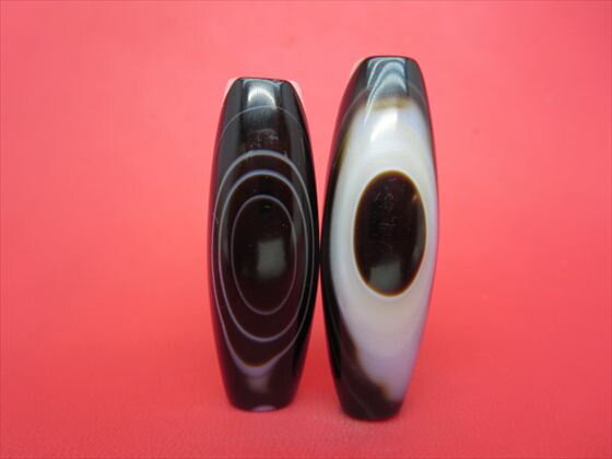 【チベット高級天珠】羊眼板珠・天眼珠約50〜52×18±1mm【水晶入り】【2粒SET】【一点物】