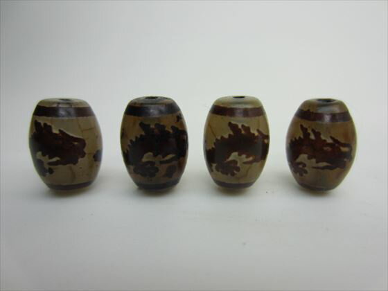 Dzi Beads - 【チベット高級龍紋天珠】龍神天珠14×10mm【4粒SET】