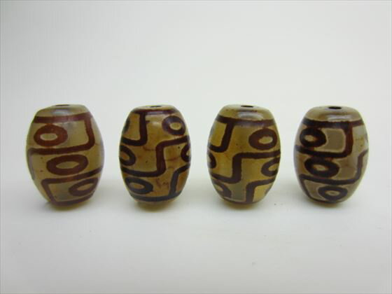 【チベット高級龍紋天珠】逆九眼天珠14×10mm【4粒SET】